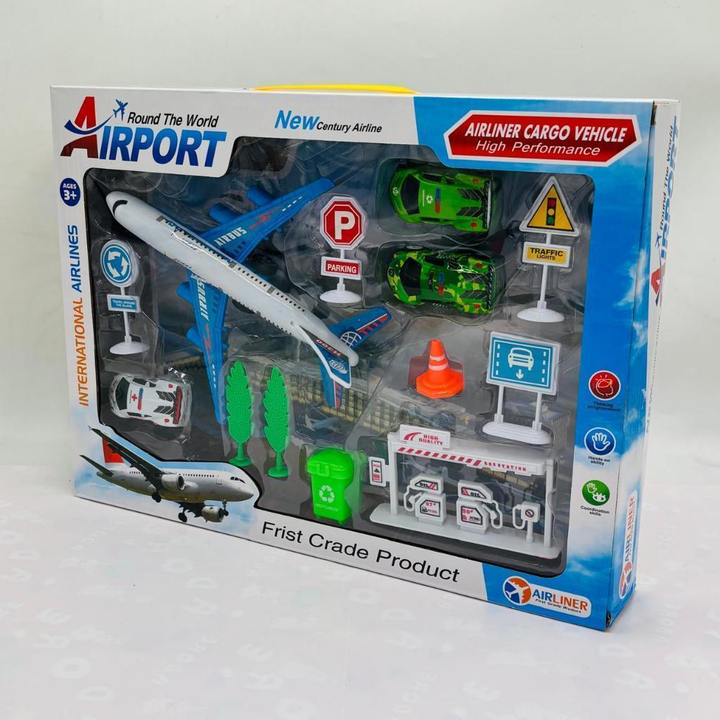 Mainan Track Bandara Pesawat Truk Bahan Bakar 16pcs Miniatur Airport