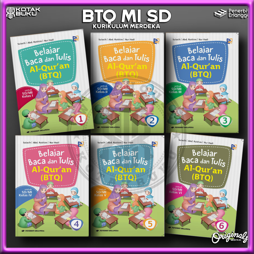 [ Erlangga ] Buku  Belajar Baca Dan Tulis Al-quran / BTQ Kelas 1 2 3 4 5 6 SD MI / BTQ SD