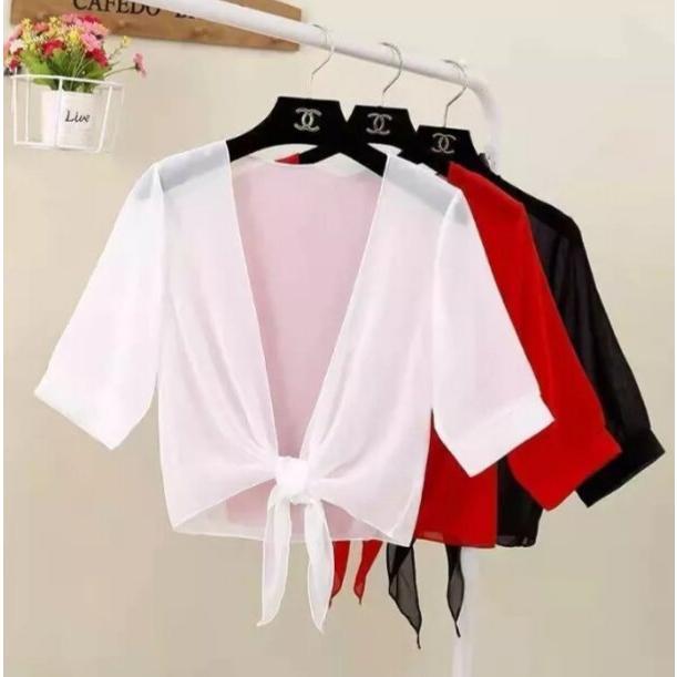 WH13 HANNAOuter rompi baju luaran wanita kekinian ceruty baby doll lengan pendek korean style hijab 