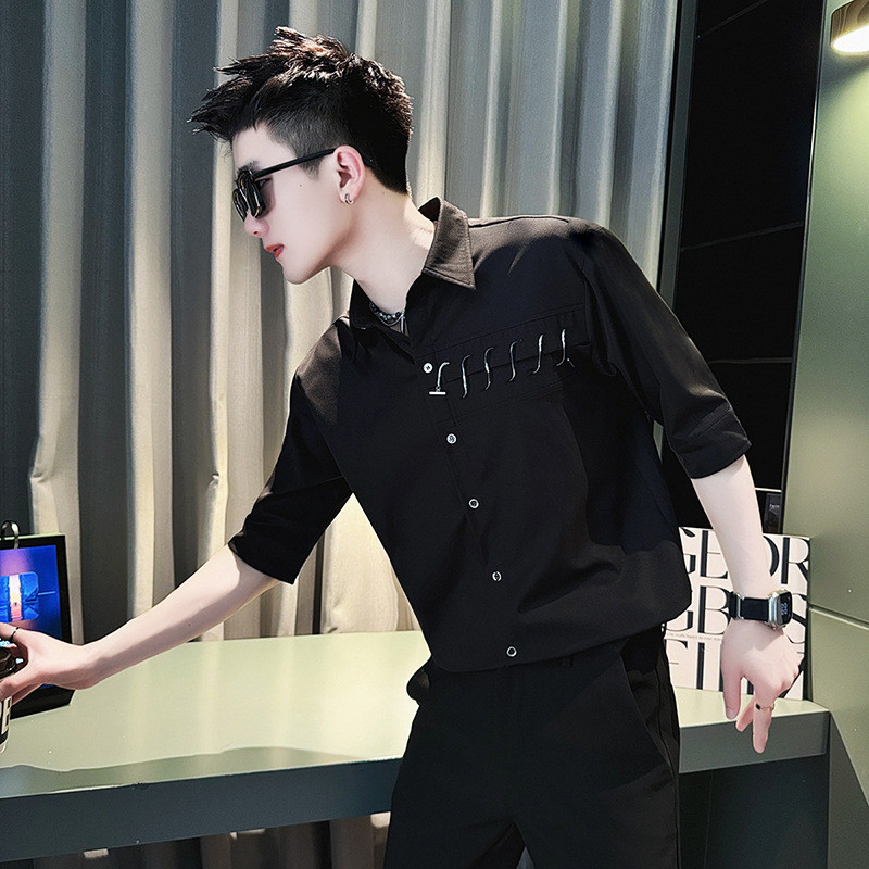 Desain lengan pendek laki-laki, kemeja lengan pendek laki-laki, kemeja lengan pendek pria