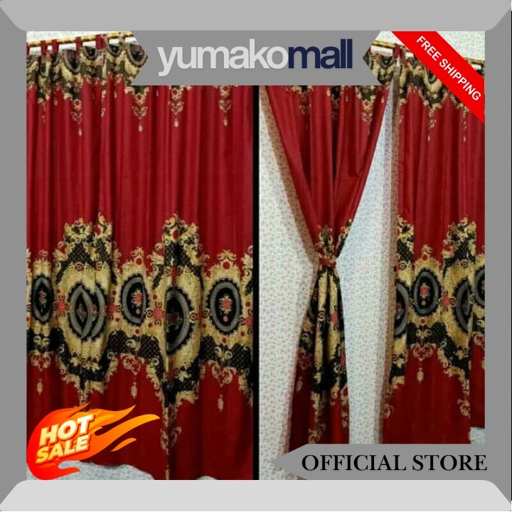 GORDEN PINTU SULTAN MURAH | HORDENG KORDEN TIRAI GORDYN MOTIF SULTAN BIRU MERAH JENDELA GRATIS ONGKI