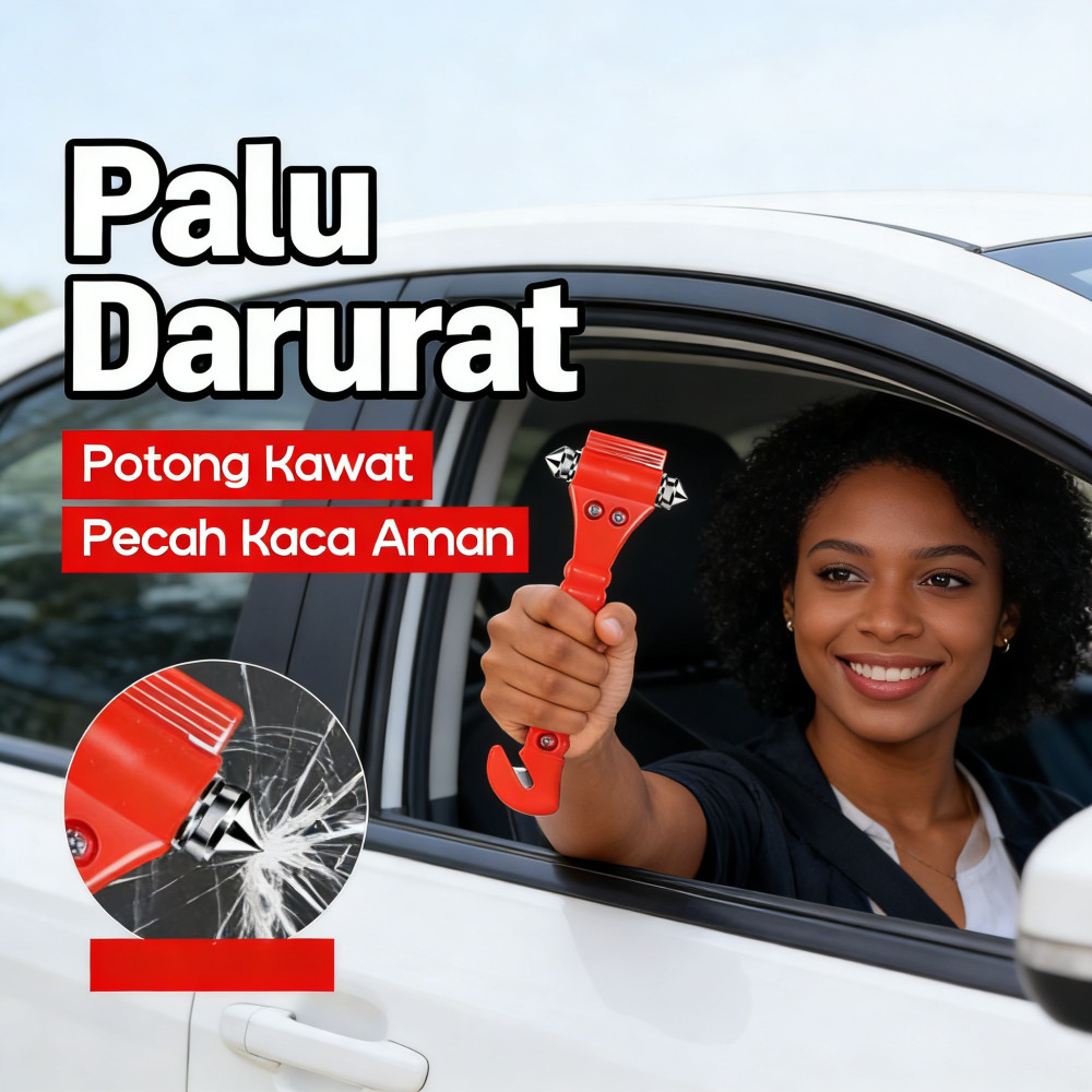 Pemecah Kaca Pemotong Sabuk Palu Pemecah Kaca Mobil Baseus Alat Darurat Pemecah Kaca Mobil + Safety 
