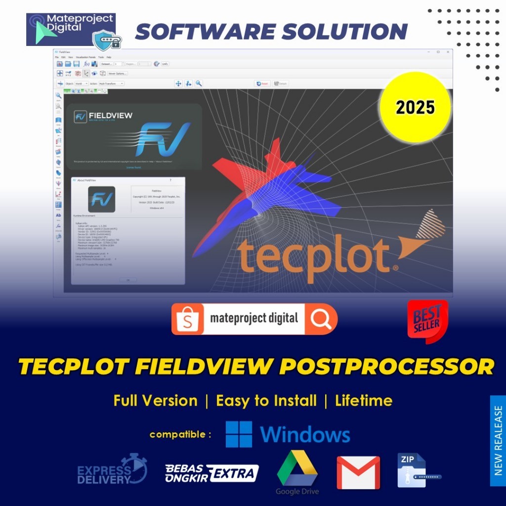 Tecplot FieldView 2025 Full Software Post-Processing Simulasi Dinamika Fluida CFD