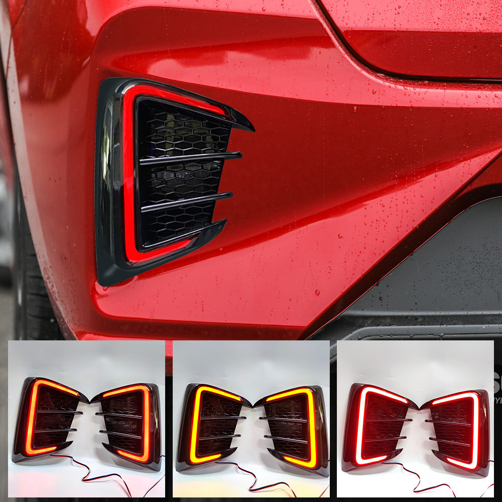 For Perodua Myvi 2023-2025 2pcs Led Car Rear Bumper Lamps Rear Reflector Light DRL Lights Stop Lamp 