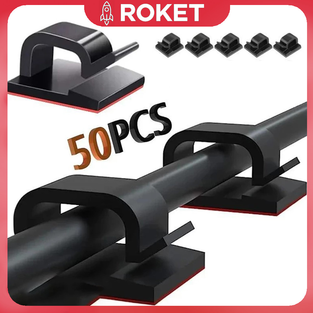 50 Pcs Clip Kabel Tempel Klem Pengatur Kabel