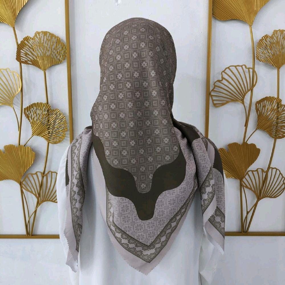 Kerudung Jilbab Motif Voal Laser Cute Premium Segiempat - Navy - Square, Muslim