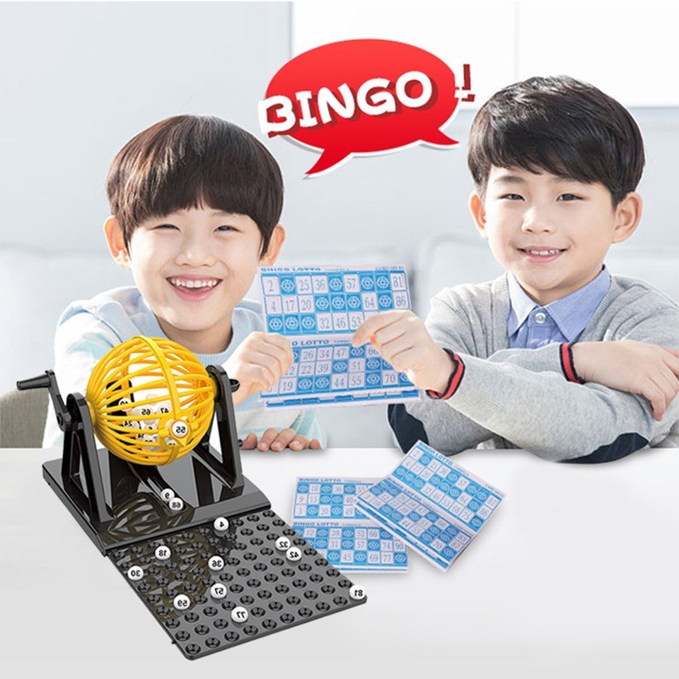 High Quality ABS Bingo Lotto Game Set Rotary Cage Revolving Maine Board Game Interactive Bingo Cage 
