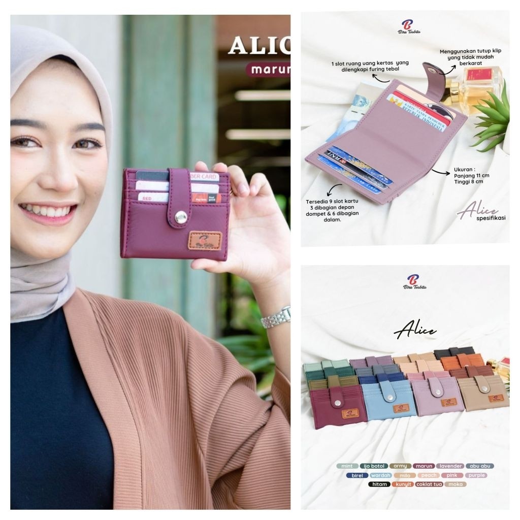 POPULER ALICE WALLET BIRU TSABITA / DOMPET ALICE / DOMPET WANITA / DOMPET BIRU TSABITA