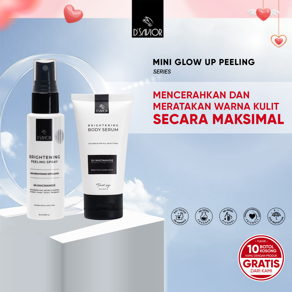 BUY 1 GET 2 | D'SAVIOR Peeling Spray Glutha Collagen 50ml GET Body Serum Travel Size 50ML 1PCS