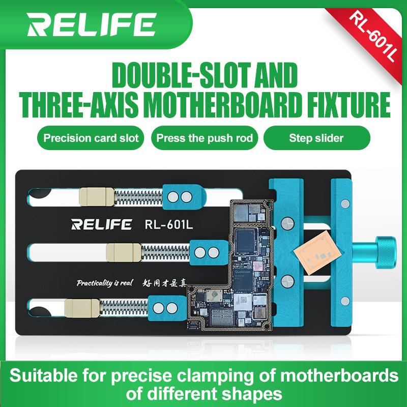 RELIFE RL-601L Universal Double-slot Motherboard Fixture Phone IC Chip BGA Chip PCB Motherboard Jig 