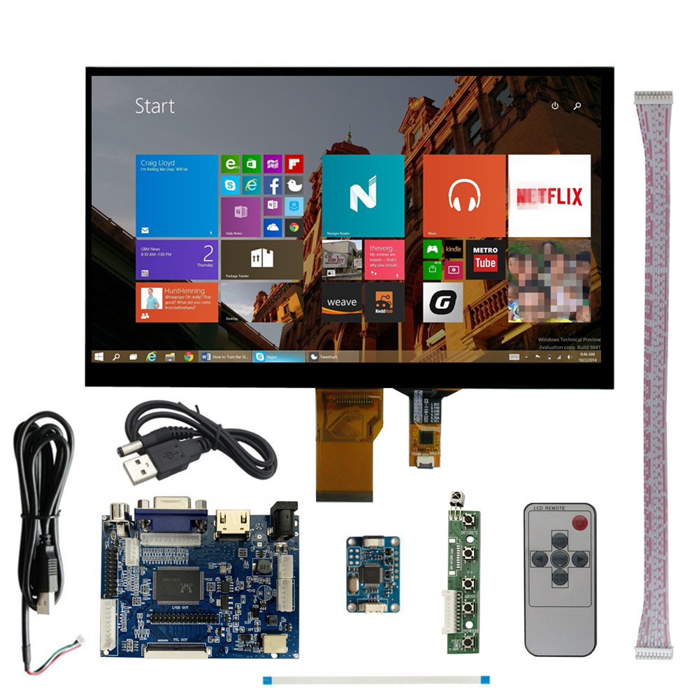 10.1 Inch Portable LCD splay Screen Y Monitor Driver Control Board HDMI-Compatible Raspberry Pi VGA 