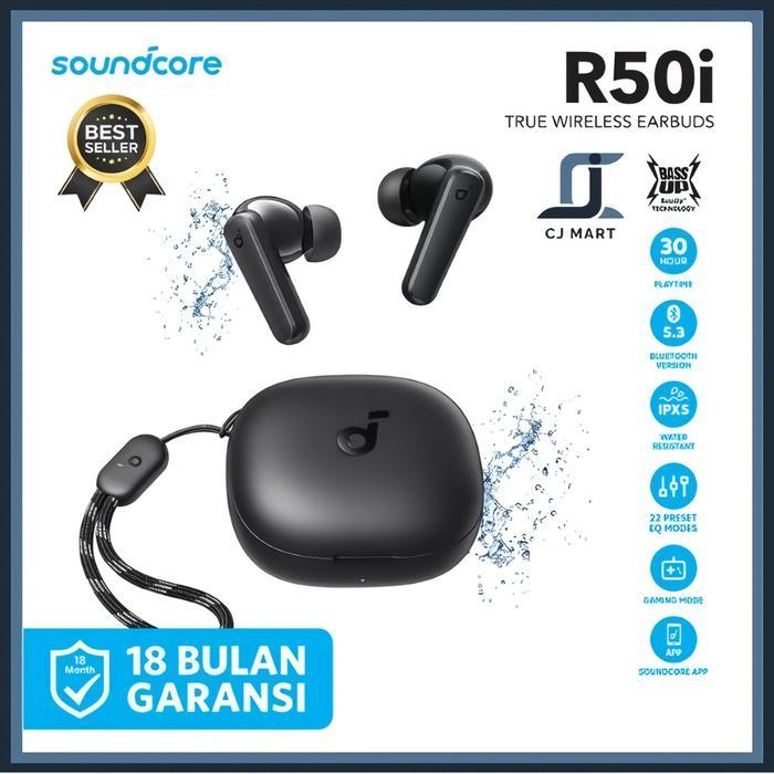 ANKER Soundcore R50i Stick TWS Earphone Wireless Bluetooth 5.3 A3949 Bass Earbuds - R50i Biru  [Terl