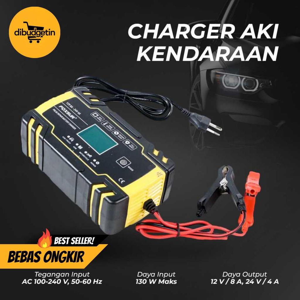 Charger Aki Mobil Motor Intelligent Battery Charger 12/24V 8A - FOXSUR FBC122408D