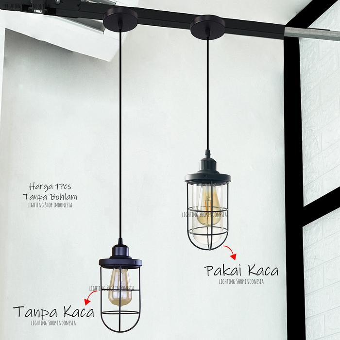 lampu gantung hias sarang + kaca tanpa bohlam edison retro vintage - LampuPakai Kaca
