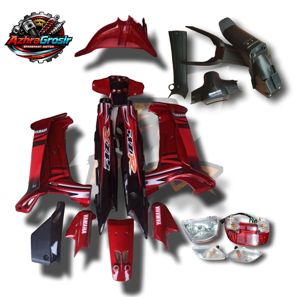 Cover Body Komplit Halus Kasar Set Lampu Motor Yamaha FizR F1zR Merah Hitam