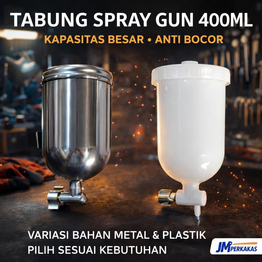 Tabung spray gun Samping 400cc bahan  Stenles steel // pelastik untuk Spray Gun Auarita f3/k3 w71 da