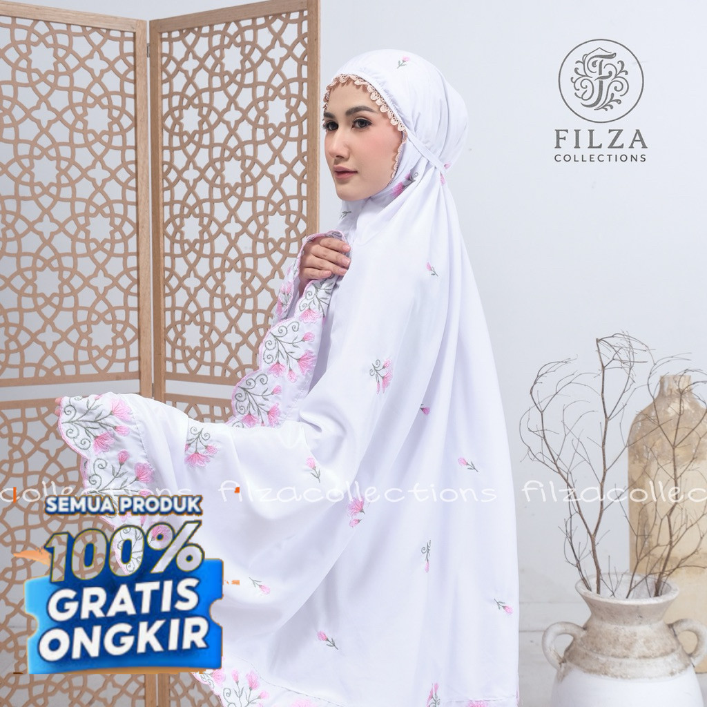 FILZA - Mukena Dewasa Jumbo Azzahra Bordir Terbaru Katun Premium- pakaian wanita lainnya
