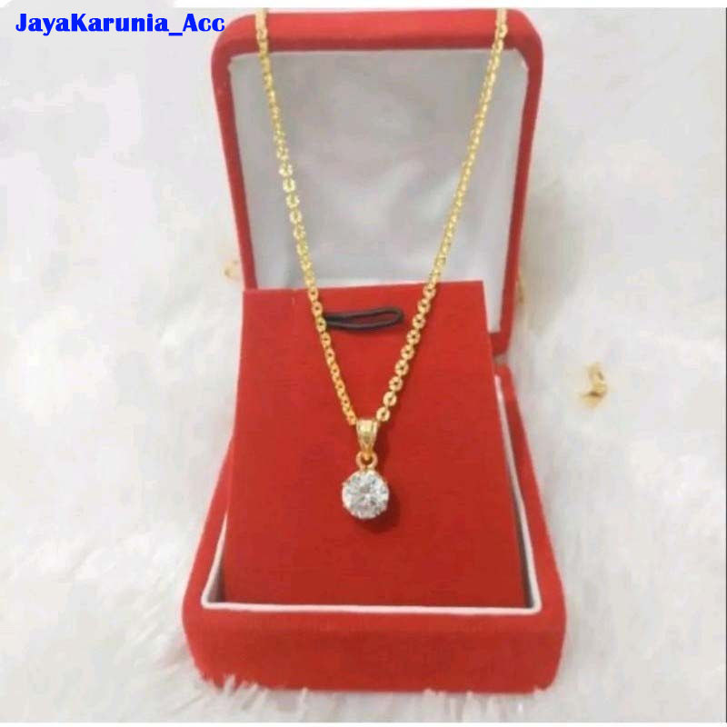 Kalung Nuri 45cm Emas muda Asli 24k Kadar 19,8 Liontin Mata Satu 7gram Kadar 700 ada surat gratis do