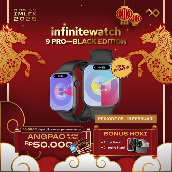 infiniteSpace infiniteWatch 9 Pro Black Edition Jam Tangan Pintar dengan Layar 2.0" HD AMOLED & Smar