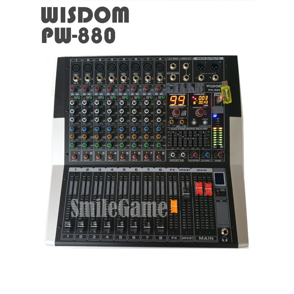 Power Mixer Wisdom PW-880 99DSP 350watt x 2 Bluetooth