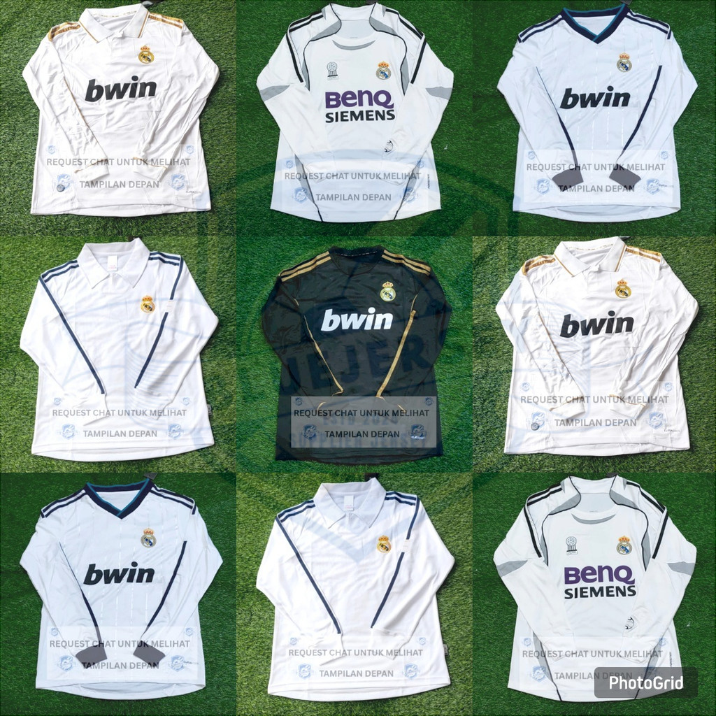 JERSEY BAJU BOLA MADRITTT HOME AWAY LONGSLEEVE LS RETRO VINTAGE