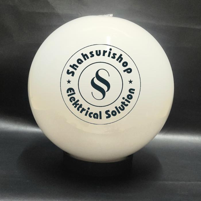 KAP LAMPU TAMAN BULAT 8 INCH E27 PLASTIK ACRYLIC FROSTED CLEAR GARIS - frosted, TANPA BUBLE