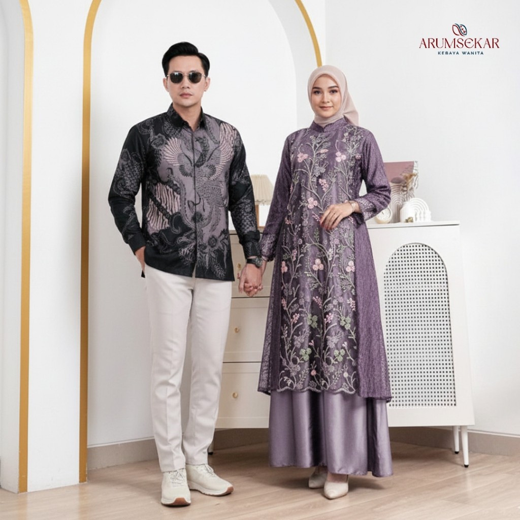 Baju Lebaran Arumsekar Kebaya - Gamis Lebaran 2026 Model Gamis Terbaru Sarimbit | Gamis Brokat Coupl