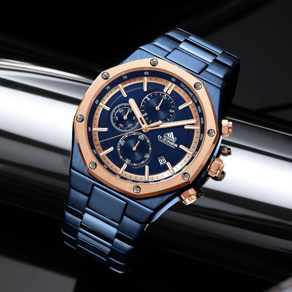 Dziner Jam Tangan Pria Dziner 9049 Rantai Stainless Steel Original Water Resistant 50M