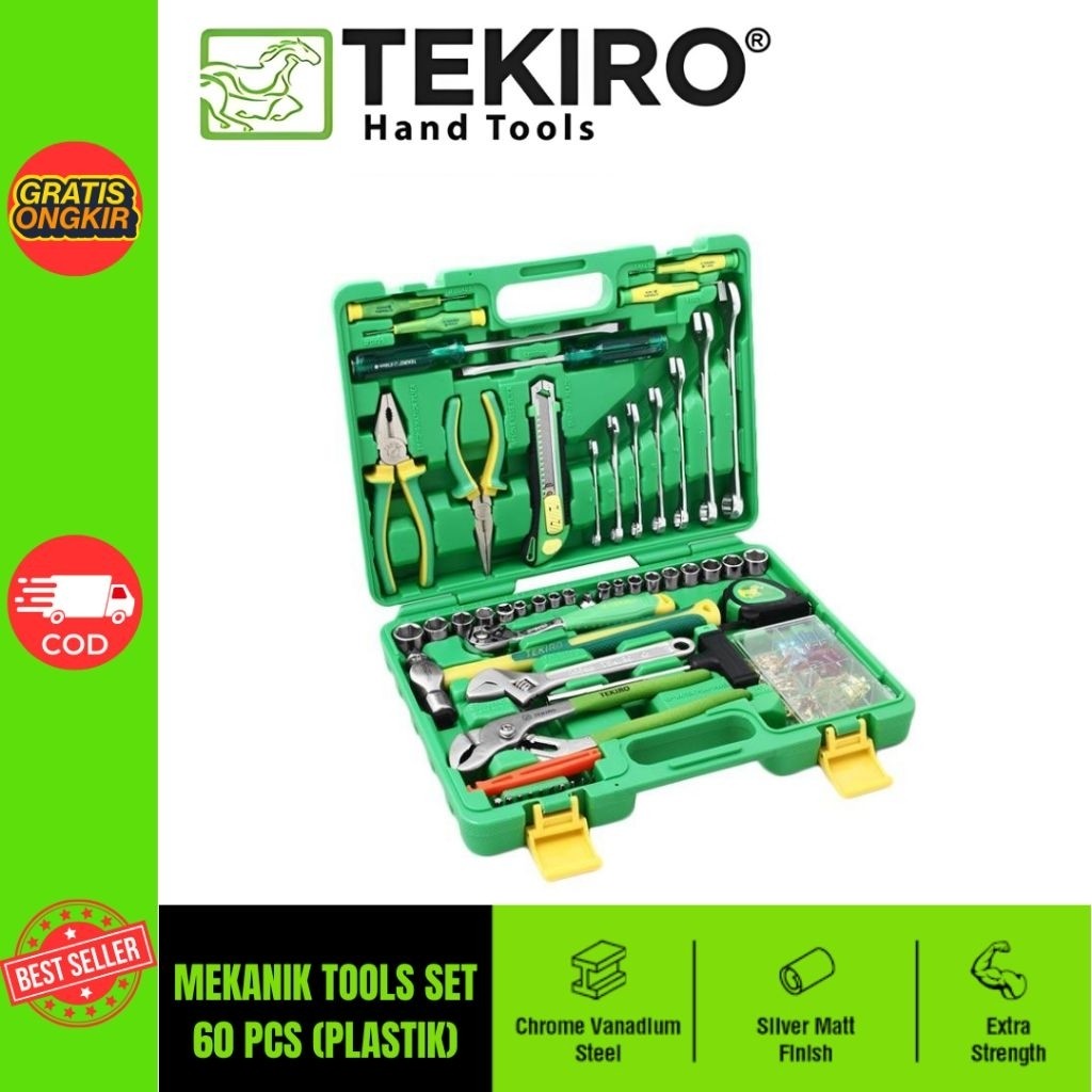 TEKIRO Mekanik Tools set 60 pcs Plastik Mechanic Tools Set