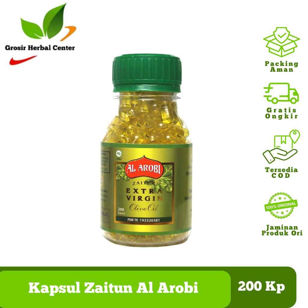 Kapsul Minyak Zaitun Al Arobi Jaitun Asli Murni Original 100% Arab Extra Virgin Olive Oil 200 Kapsul