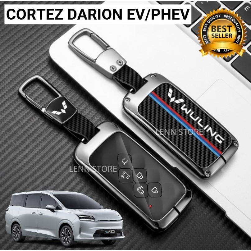 (RoarZone) Cover Sarung Kunci Remote Logam Carbon WULING CORTEZ DARION EV/PHEV 2025 2026