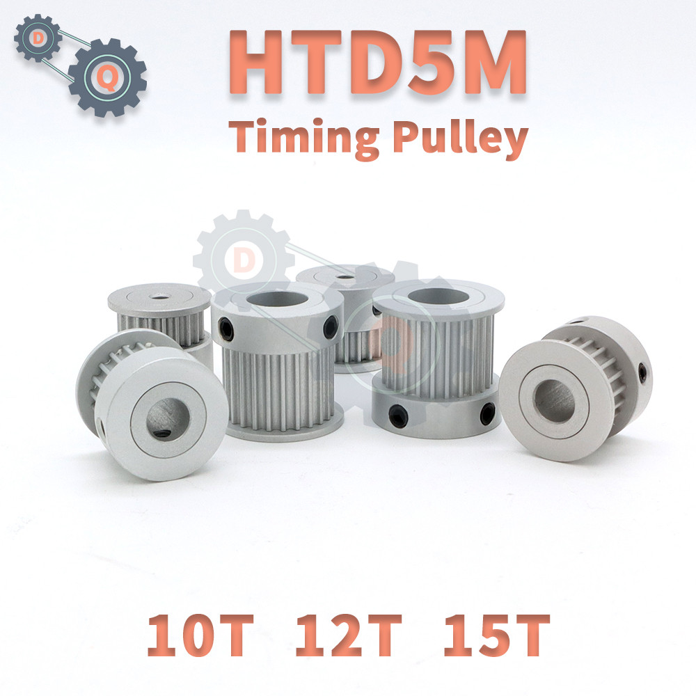 Pulley HTD 5M 10T 12T 15T 10 Gigi 12 Gigi 15 Gigi Pulley Timing HTD5M Lebar Sabuk 10/15mm Roda Sinkr