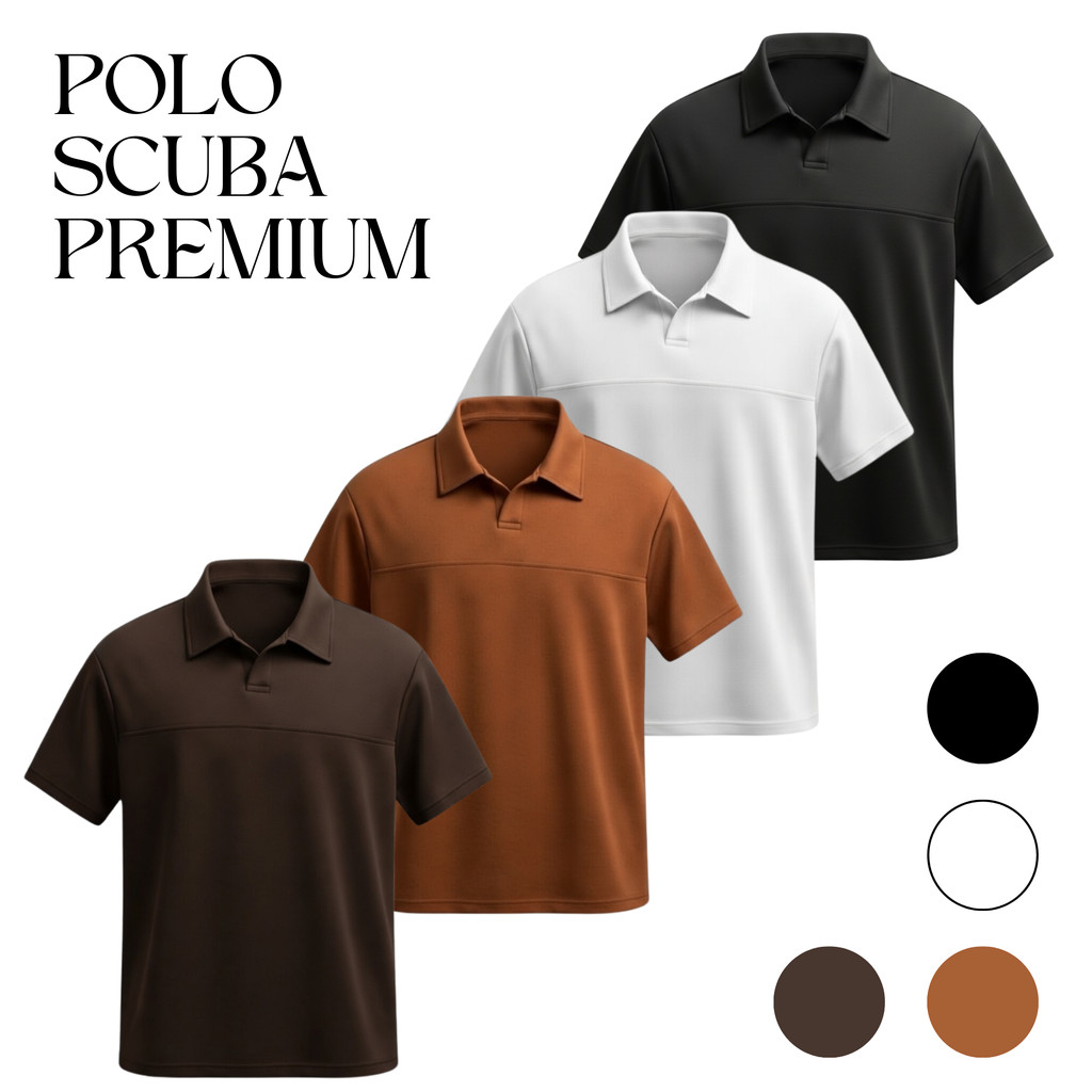 Polo Pria Scuba Modern Lengan Pendek – Kaos Polo Cowok