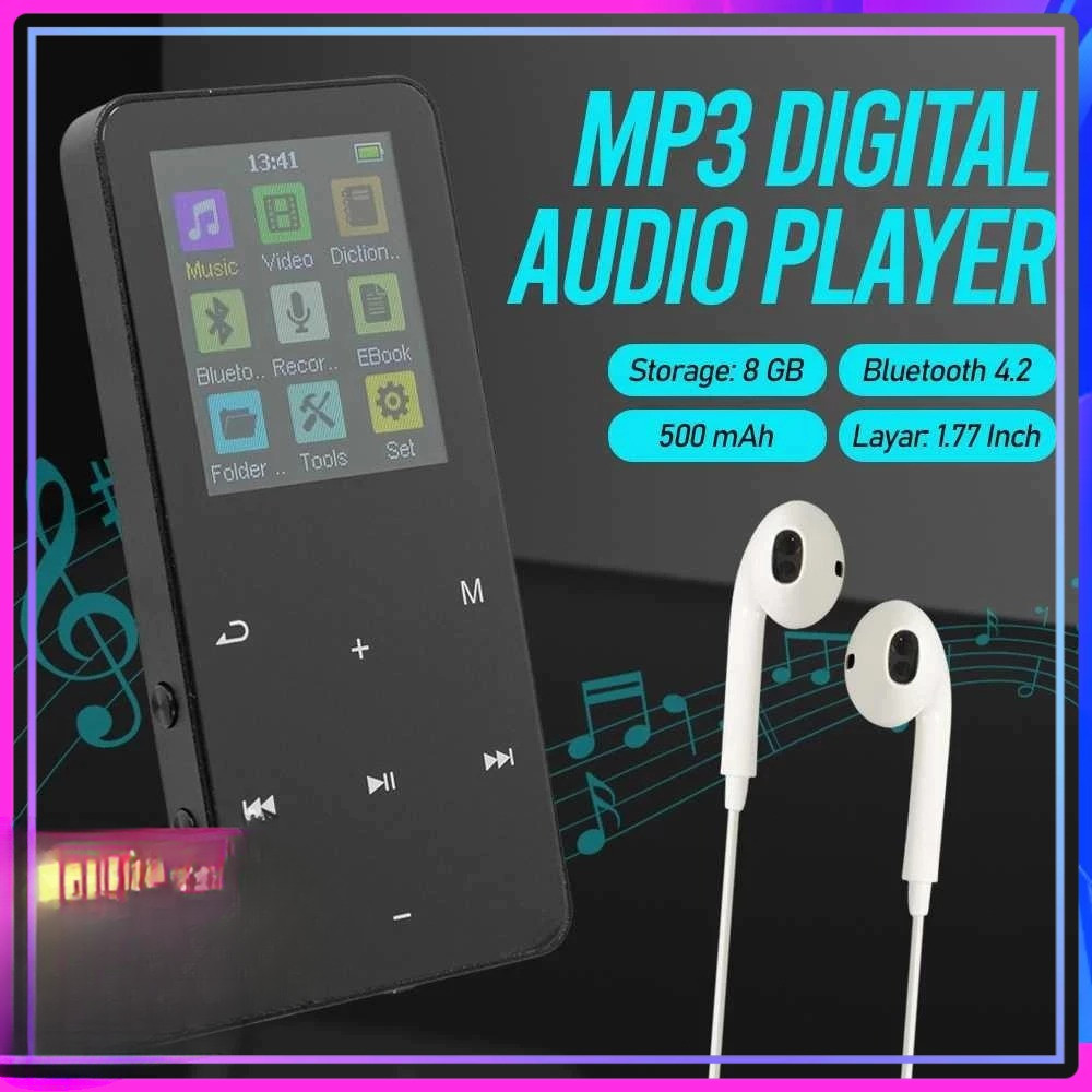 MP4 Player Bluetooth MP3 Mini Player Bluetooth MP3 Bluetooth Speaker USB Type C 1.7 Inch Radio FM