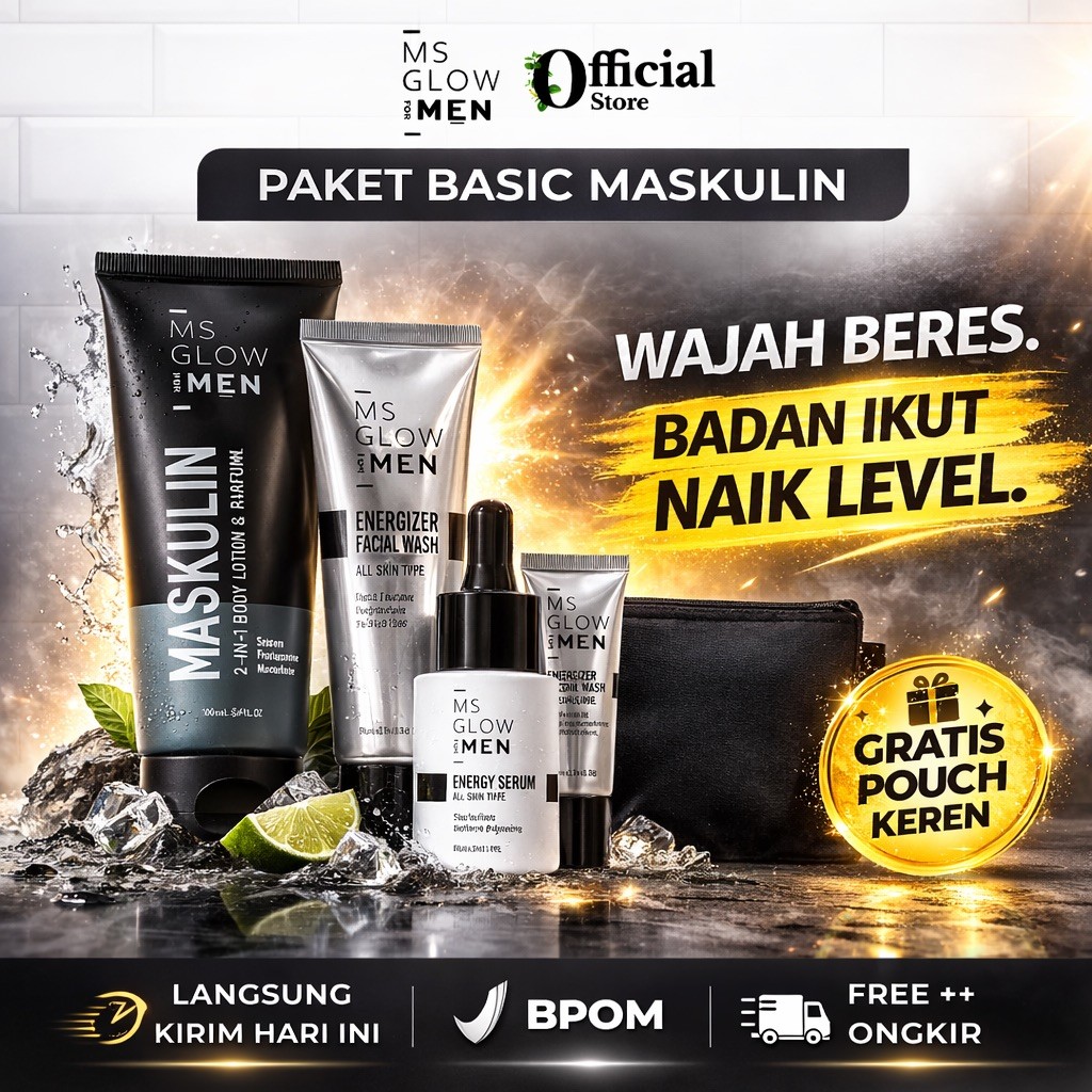 MS Glow Men Paket Basic Lotion Original BPOM Skincare Pria Jerawat Kulit Kusam dan Glowing Ms Glow F
