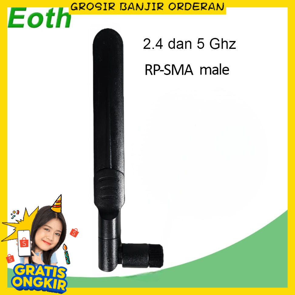 EOTH Antena Router WiFi Amplifier Dual Band 2.4 dan 5GHz RP-SMA Male