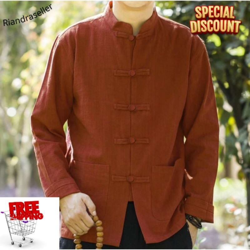 terbaru UFC KOKO CHEONGSAM BAJU PRIA LENGAN PANJANG UPDATE MODERN TERBARU