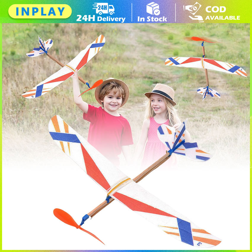 Rubber Power Plane Kit DIY / Pesawat Tenaga Karet Dengan Propeller Plastik Dan Balsa Ringan / Mainan