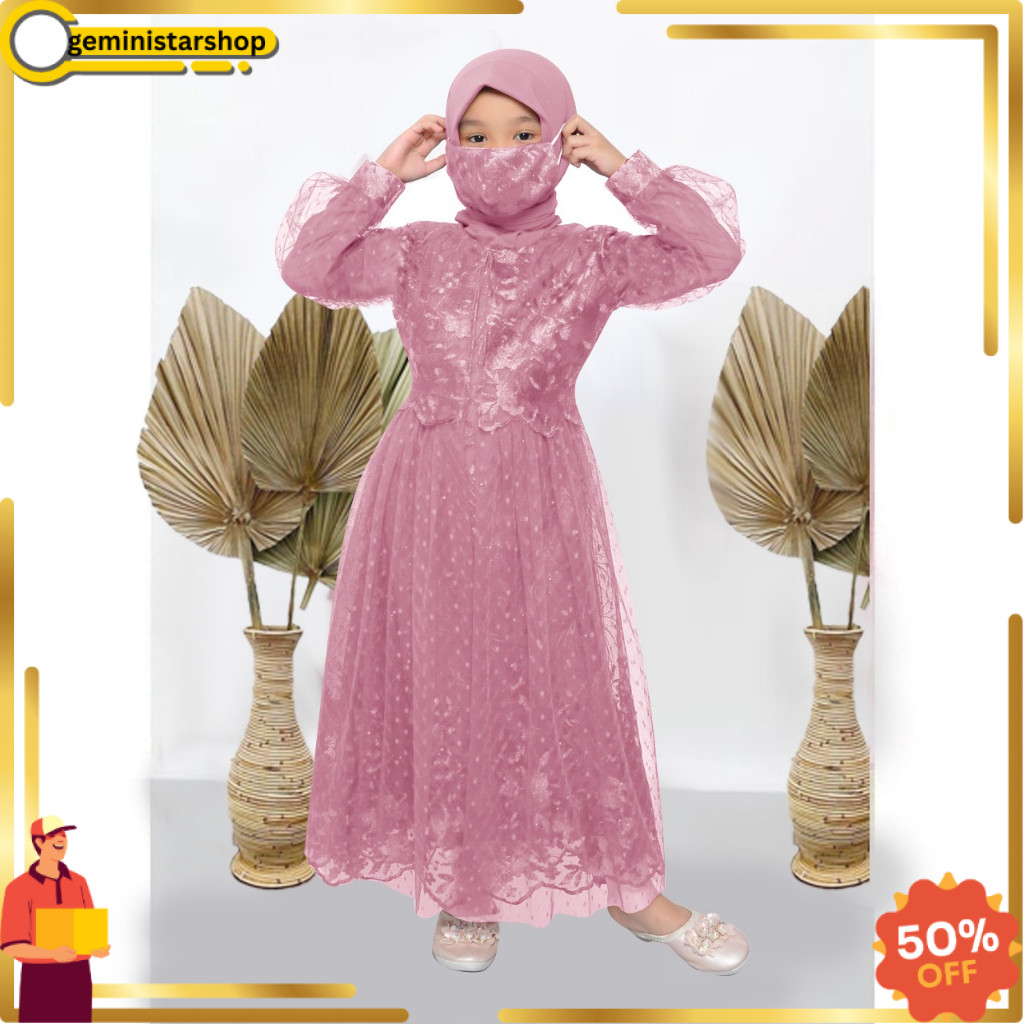 TERLARIS Gamis ayu kis 3-11 tahun gamis maxi brokat anak perempuan / gaun pesta anak / gamis anak pe