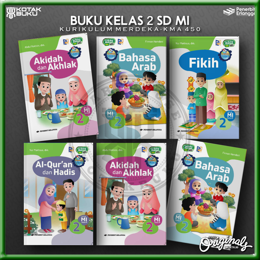 [ Erlangga ] Buku Kelas 2 MI SD / Madrasah Ibtidaiyah / Kurikulum Merdeka / KMA 450
