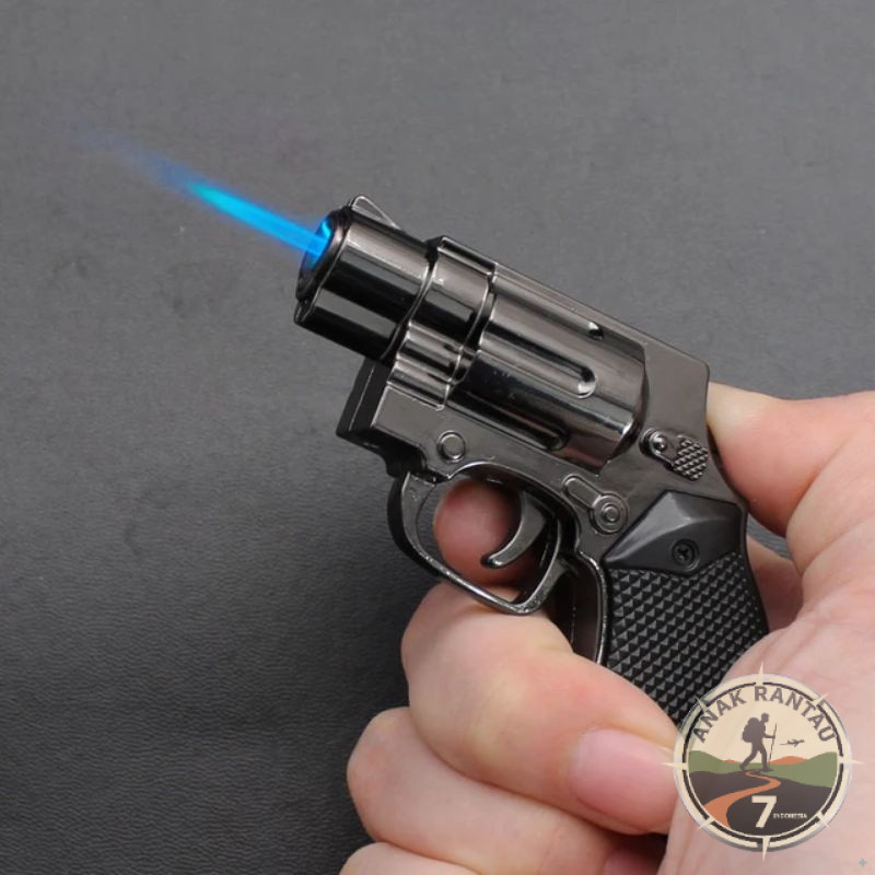 Korek Api Pistol Revolver Mini Gantungan Kunci Mancis Api Bara Las Custom Korek Unik Koleksi Metal 2