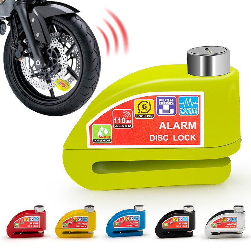 Kunci Alarm Sepeda Motor, Gembok Pengaman, Gembok Cakram, Paduan Aluminium, Tali Pengingat Anti Mali
