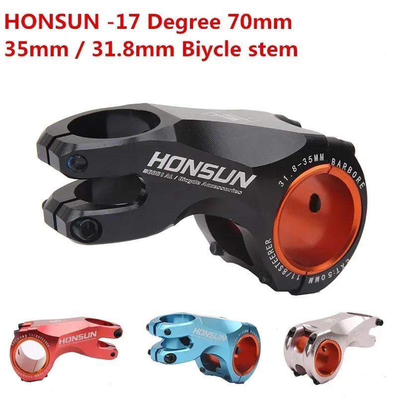 Stem Sepeda HONSUN Ultralight 7075 Aluminium Alloy MTB Road Mountain Bike -17 Derajat 70mm XC 35/31.