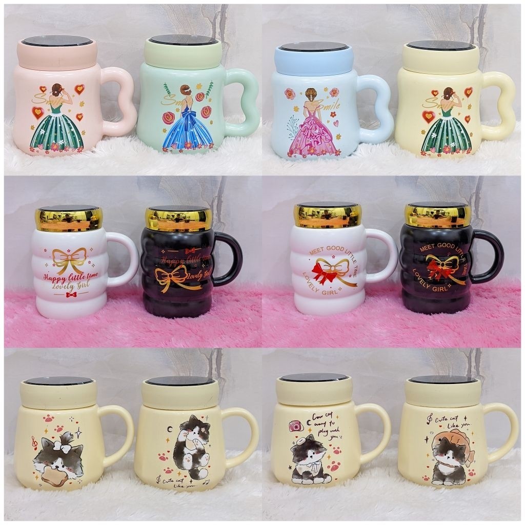 BIG SALE Mug Keramik Tutup Putar / Mug Keramik Tutup Cermin