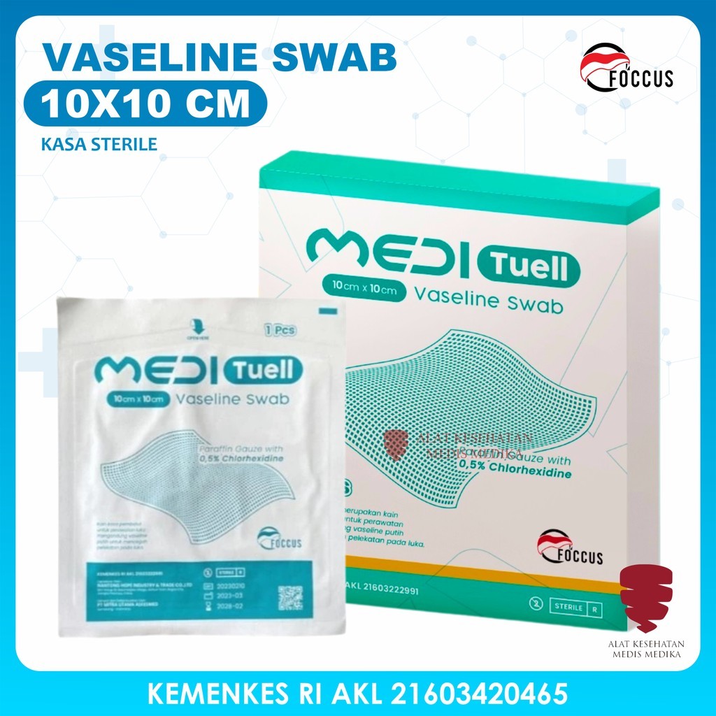 Vaseline Swab 10x10 cm isi 10 Kasa Steril Kassa Sterile Antibiotik Penutup Luka Plester Rawat Luka J