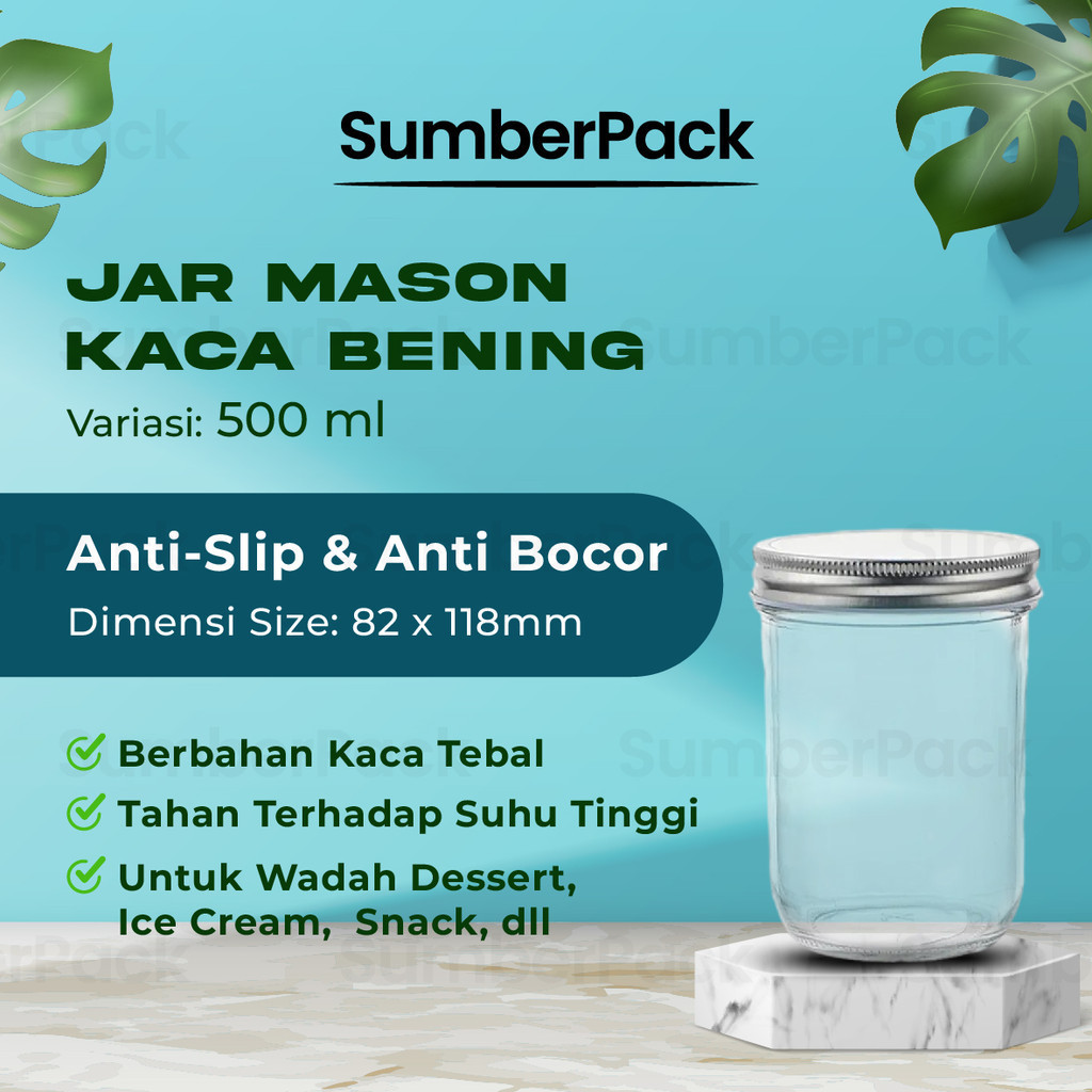 JAR KACA BENING MASON / JAR BENING / Toples Kaca Tutup Aluminium / Glass Jar / toples Serbaguna
