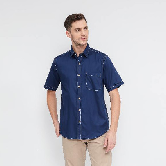 Van Jose Kemeja Pria Lengan Pendek Casual Hem Cowok Kerja Reguler