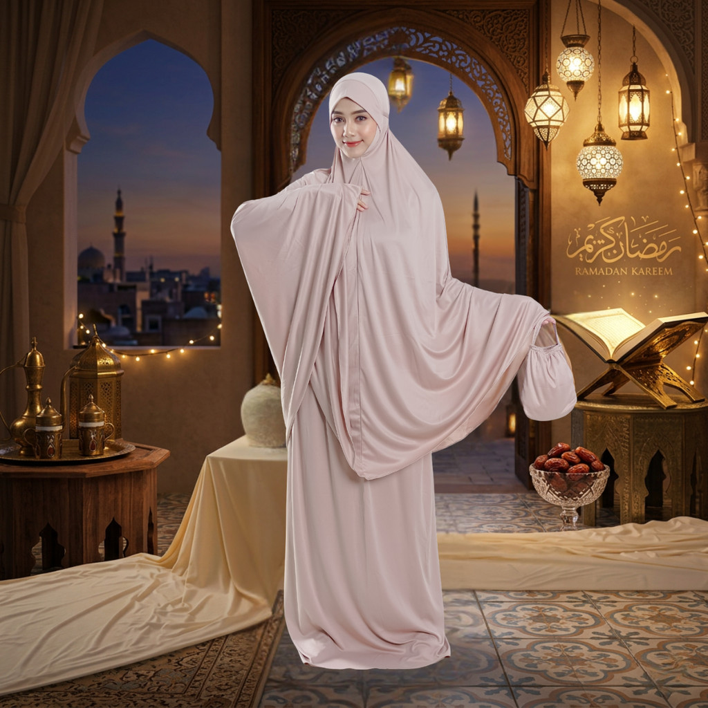 [BEST SELLER] Mukena Dewasa Khadijah Jersey / Mukena Malaysia Jumbo / Perlengkapan Haji Umroh