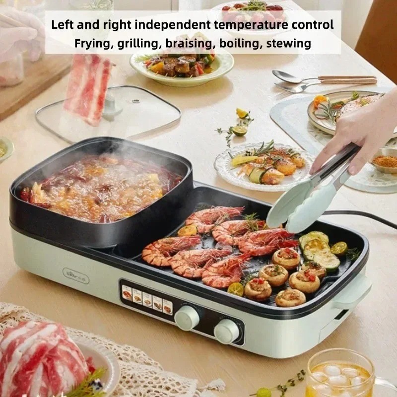 220V Non Stick Multifunctional Electric Cooker with Grill and Hotpot, Home Cooking Appliance Partiti