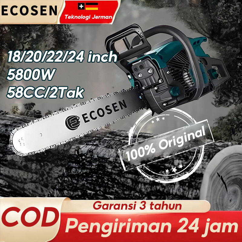 ECOSEN 20/22/24Inch Alat Outdoor Mesin Gergaji Chainsaw Untuk Potong Kayu Alat Pemotong Gergaji Lanj